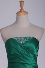 Load image into Gallery viewer, New Arrival Bridesmaid Dresses Strapless A Line Satin With Beads And Ruffles Floor Length