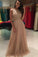 2023 Tulle Prom Dresses A Line Scoop Beaded Bodice Sweep Train