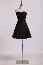 Load image into Gallery viewer, 2024 Sweetheart Homecoming Dresses A Line Chiffon&amp;Lace With Ribbon Short/Mini