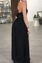 Load image into Gallery viewer, Sexy Black Long Prom Dresses With Appliques Slit Dresses