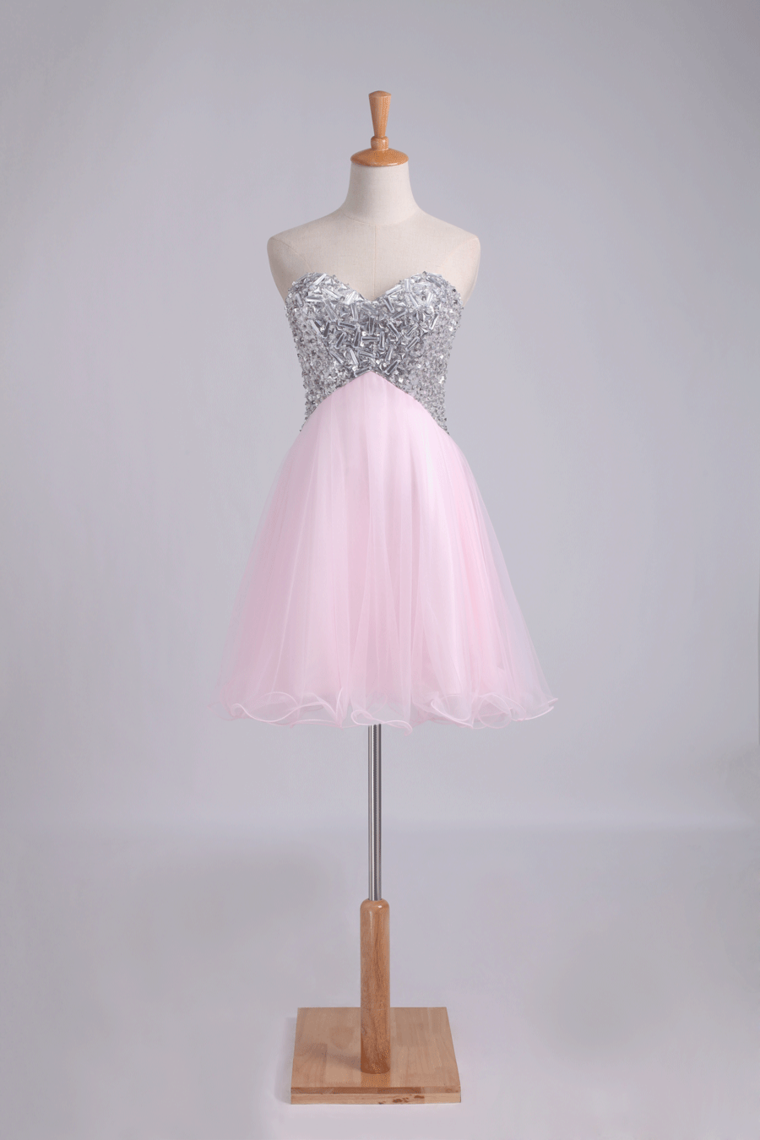 2024 Homecoming Dresses A Line Sweetheart With Beads&Sequins Short/Mini