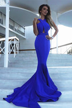 Load image into Gallery viewer, Chic Mermaid Royal Blue Long Backless Prom Evening Dress