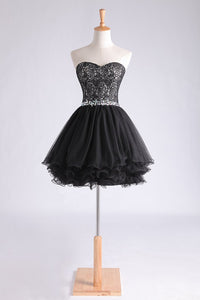 2024 Sweetheart A Line Short/Mini Homecoming Dress With Applique Beaded