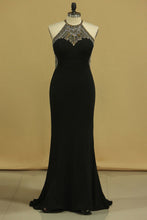 Load image into Gallery viewer, 2024 Scoop Sheath Floor Length Prom Dresses Spandex With Beading