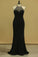2024 Scoop Sheath Floor Length Prom Dresses Spandex With Beading