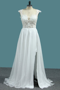 2023 Chiffon A Line Straps Wedding Dresses With Applique And Beads