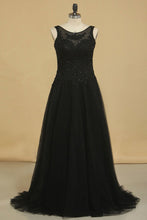 Load image into Gallery viewer, 2024 Evening Dresses Bateau Floor Length Tulle With Applique And Beads