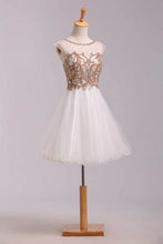 Load image into Gallery viewer, 2024 Lovely Homecoming Dresses A Line White Scoop Short/Mini Tulle