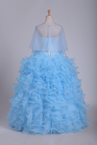 2024 Ball Gown Quinceanera Dresses Sweetheart Beaded Bodice Organza