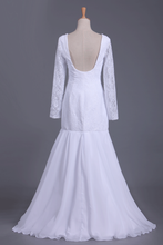 Load image into Gallery viewer, 2024 Bateau Prom Dresses Mermaid Long Sleeves Lace Floor Length