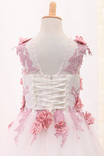 Load image into Gallery viewer, 2024 Scoop A Line Tulle Flower Girl Dresses With Applique And Handmade Flowers