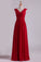 2024 Burgundy Off The Shoulder Evening Dresses A Line Ruched Bodice Chiffon Floor Length