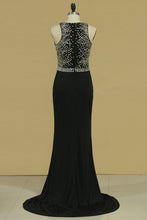 Load image into Gallery viewer, 2024 Prom Dresses Scoop Spandex With Beading Mermaid Sweep Train