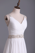 Load image into Gallery viewer, 2024 Wedding Dresses Straps Court Train With Ruffles &amp; Beads