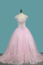 Load image into Gallery viewer, 2023 Sweetheart Ball Gown Quinceanera Dresses Applique And Beading Sweep Train