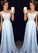 Scoop Sleeveless A-line Chiffon Long Prom Dress evening dresses RS849