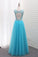 2023 A Line Tulle Bateau Open Back Beaded Bodice Floor Length Prom Dresses