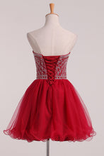 Load image into Gallery viewer, 2024 A Line Homecoming Dresses Sweetheart Beaded Bodice Tulle Lace Up