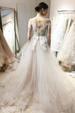 Load image into Gallery viewer, See Through Vintage Lace Wedding Dresses Ball Gown With Sleeves
