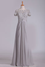 Load image into Gallery viewer, 2024 A Line Scoop Mother Of The Bride Dresses Chiffon With Beads And Applique