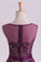 2024 Grape Homecoming Dresses Scoop A Line With Sash And Beads Short/Mini