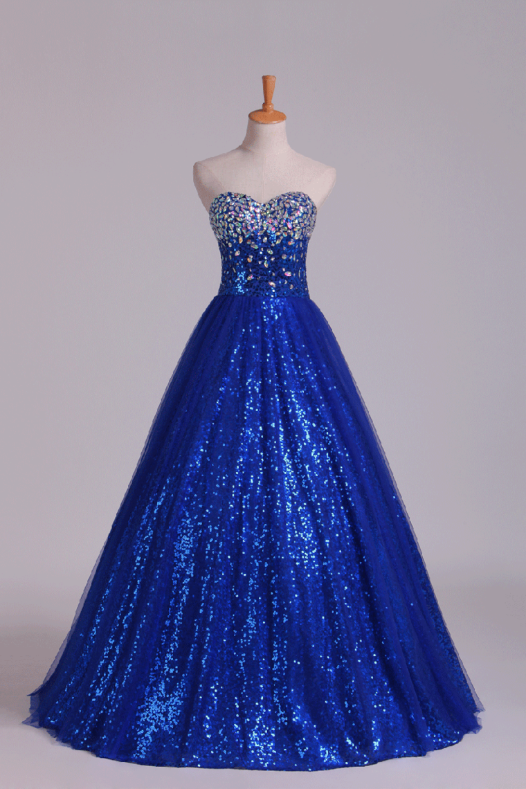 2024 New Arrival Prom Gown Embellished With Beads&Sequince Tulle Sweetheart Floor Length