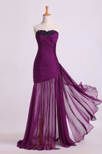 Load image into Gallery viewer, 2024 Prom Dresses Ruffled Bodice Sheath/Column With Beads&amp;Applique Floor Length