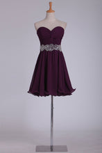 Load image into Gallery viewer, 2024 Sweetheart Short/Mini Chiffon With Ruffles And Beads A Line Homecoming Dresses