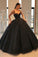 Spaghetti Straps Black Sweetheart Quinceanera Dresses, Ball Gown Sequins Prom Dresses SRS15410