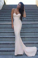 Load image into Gallery viewer, Sweetheart Strapless Prom Dresses Simple Long Mermaid Satin Evening Gowns RS116