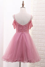 Load image into Gallery viewer, 2024 Spaghetti Straps A Line Tulle &amp; Lace With Beads Homecoming Dresses