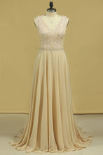 Load image into Gallery viewer, 2024 Plus Size Elegant Wedding Dresses A-Line V-Neck Chiffon Court Train Full Beading