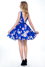 Load image into Gallery viewer, 2024 A Line V-Neck Short/Mini Satin Floral Homecoming Dresses
