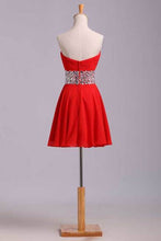 Load image into Gallery viewer, 2024 Homecoming Dresses A Line Sweetheart Short/Mini With Rhinestone Chiffon