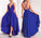 Sexy V Neck Asymmetrical Blue High Low Criss Cross Prom Dresses Evening Dresses RS338