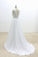 V-Cut shape Back Tulle Lace Appliques A Line Open Back Beach Wedding Dresses RS648