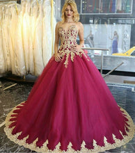 Load image into Gallery viewer, Long Quinceanera Dresses Wedding Dresses Tulle Prom Dresses with Appliques RS18