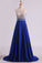 2024 Halter Beaded Bodice Prom Dresses A Line Chiffon & Tulle Sweep Train Backless