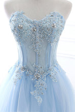 Load image into Gallery viewer, 2024 A Line Prom Dresses Sweetheart Tulle With Applique Sweep Train