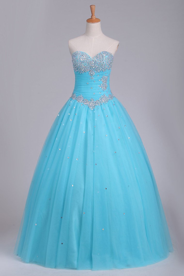 2024 Quinceanera Dresses Sweetheart Tulle With Beads And Ruffles Ball Gown