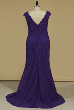 Load image into Gallery viewer, 2023 Sheath Scoop Chiffon With Beads And Applique Evening Dresses
