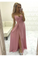 Simple Satin Evening Gown Spaghetti Straps Prom Dress With Pleats And High SRSPMRMS38T