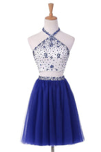 Load image into Gallery viewer, 2024 Two-Piece Halter Homecoming Dresses A Line Tulle With Beading