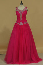 Load image into Gallery viewer, 2024 Scoop Tulle With Beads And Ruffles Quinceanera Dresses Floor Length
