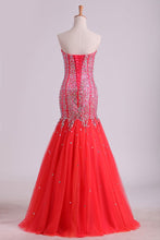 Load image into Gallery viewer, 2024 Sweetheart Prom Dresses Beaded Bodice Floor Length Tulle Lace Up