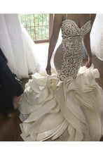 Load image into Gallery viewer, Mermaid Wedding Dresses Tulle With Applique And Ruffles Cathedral SRSP8QYNDRM