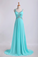 2024 Open Back Halter Prom Dresses A Line Sweep Train Chiffon With Beads&Ruffles