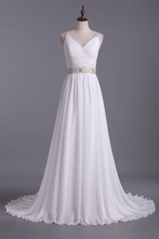 Load image into Gallery viewer, 2024 Wedding Dresses Straps Court Train With Ruffles &amp; Beads