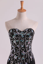 Load image into Gallery viewer, 2024 Mermaid Beaded Bodice Chiffon With Slit Prom Dresses Sweep Train