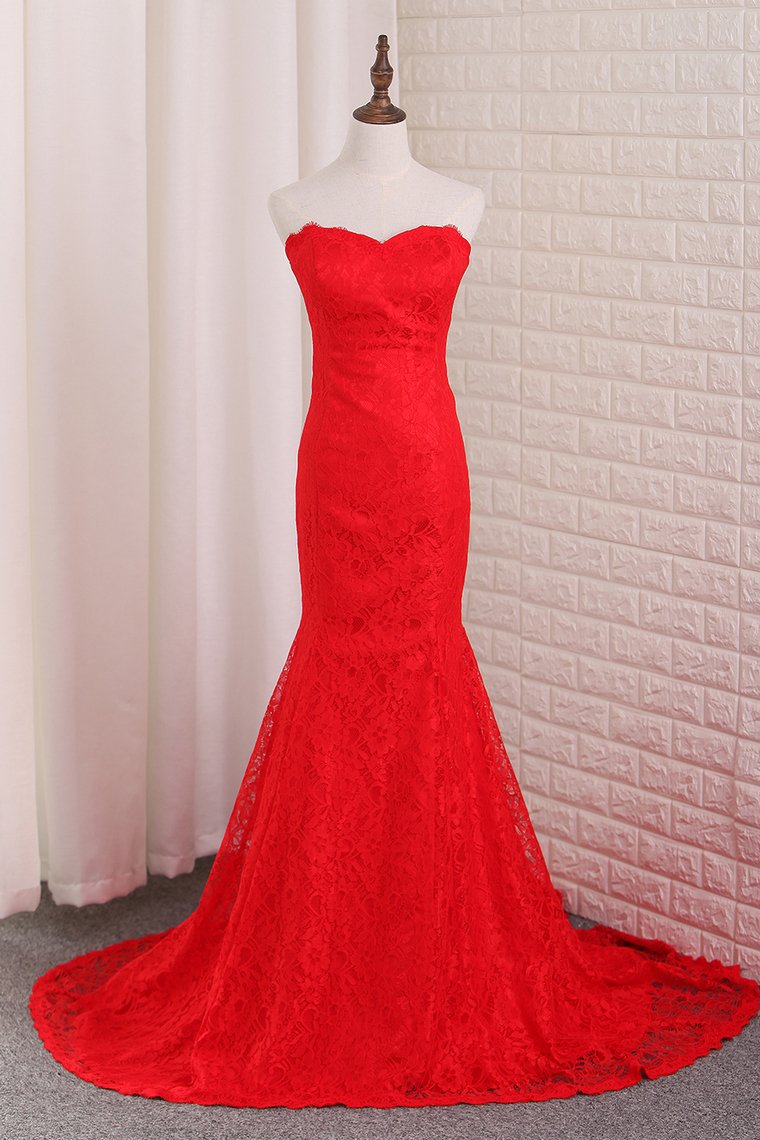 2024 Mermaid Lace Evening Dresses Sweep Train New Arrival